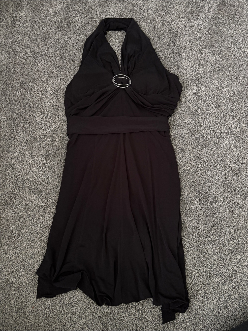 Speechless Black One-Shoulder Halter Dress with Silver Ring